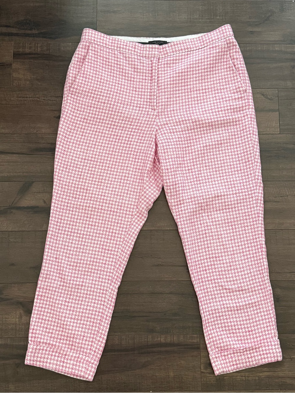 Ann Taylor Curvy Fit High Rise Houndstooth Ankle Pants Size 12